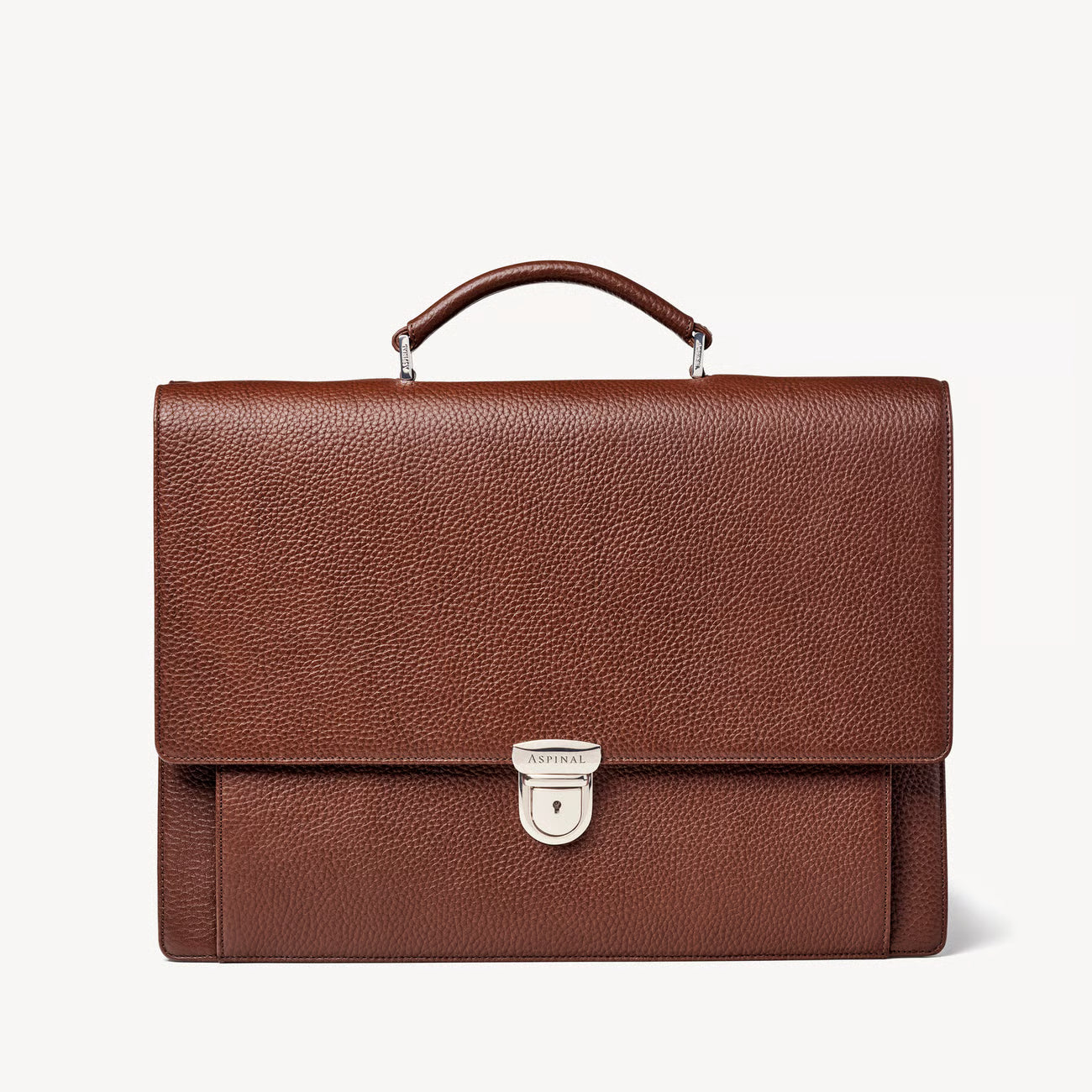 Aspinal of London City Leather Briefcase - Tobacco Pebble - LuxxeCoast