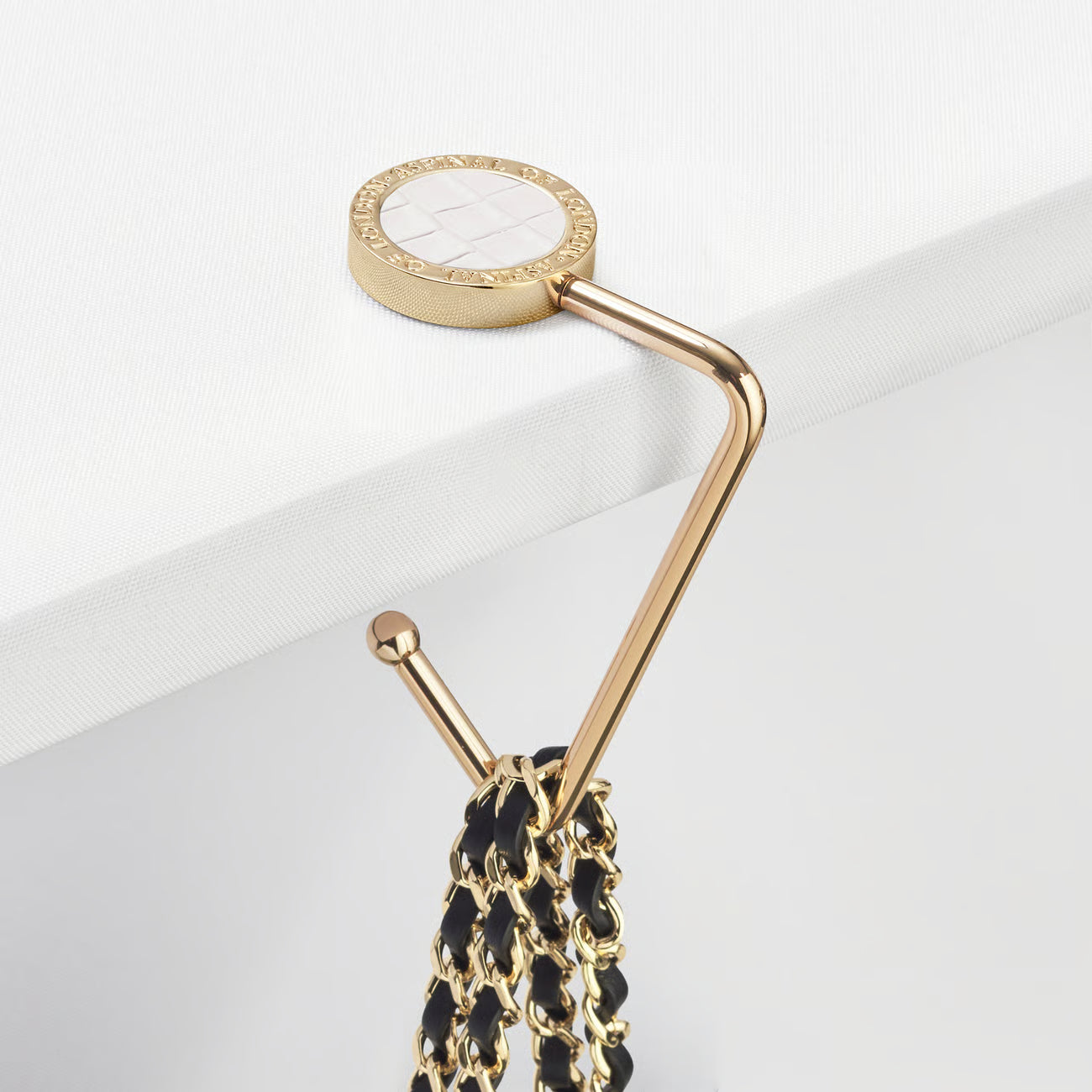 Aspinal of London Handbag Hook - Deep Shine Chalk White Small Croc - LuxxeCoast