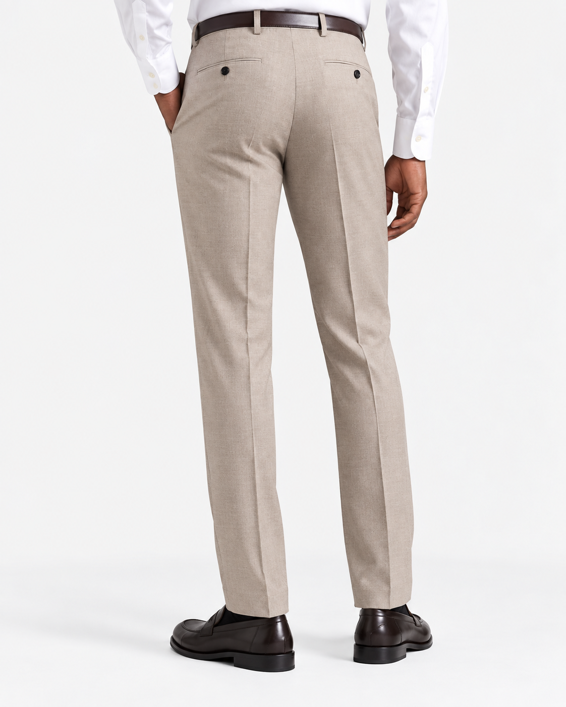 Charles Tyrwhitt Italian Flannel Stripe Suit Trousers - Taupe