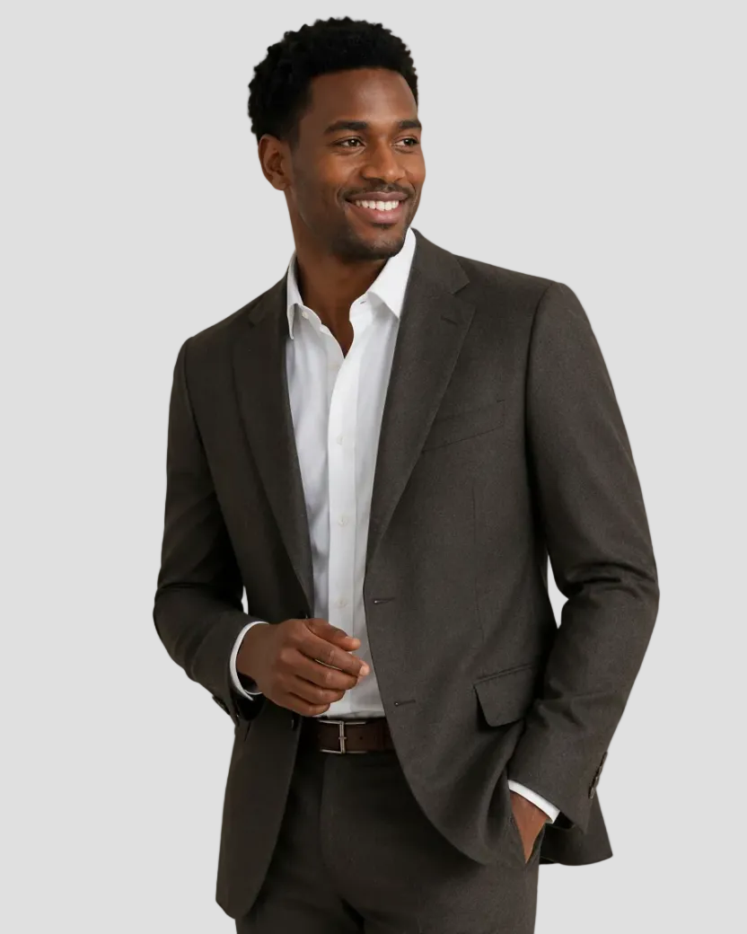 Charles Tyrwhitt Italian Flannel Suit Jacket - Mocha