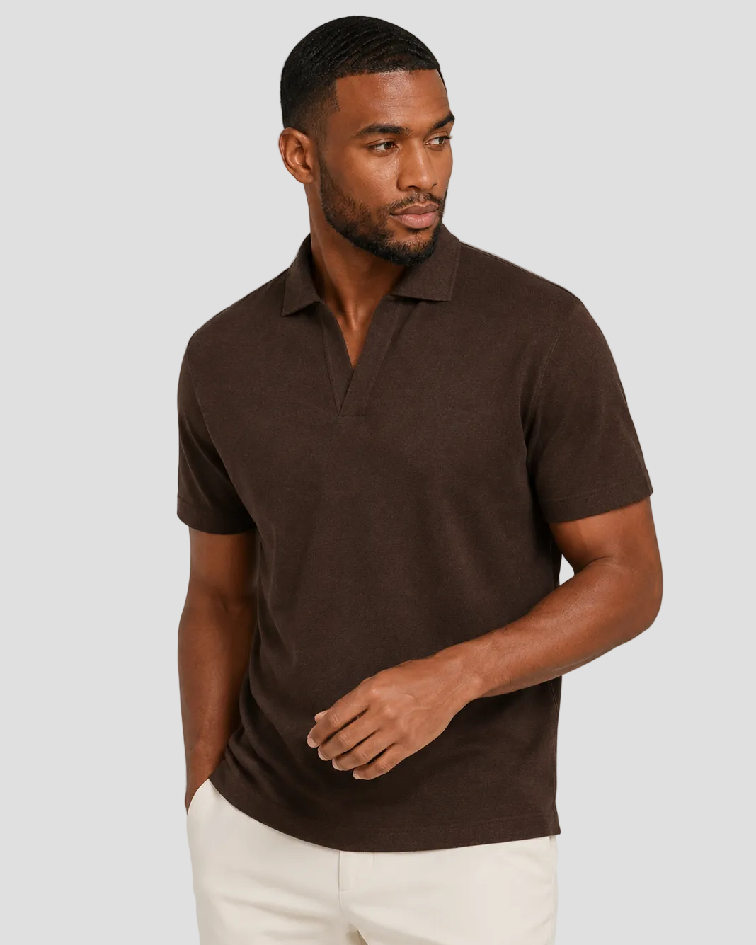 Hackett London Classic Fit Short Sleeve Textured Knit Polo - Ebony Brown