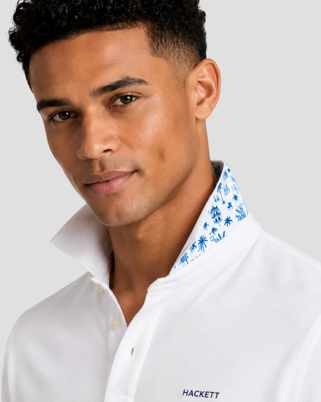 Hackett London Classic Fit Short Sleeve Swim Trim Polo - White