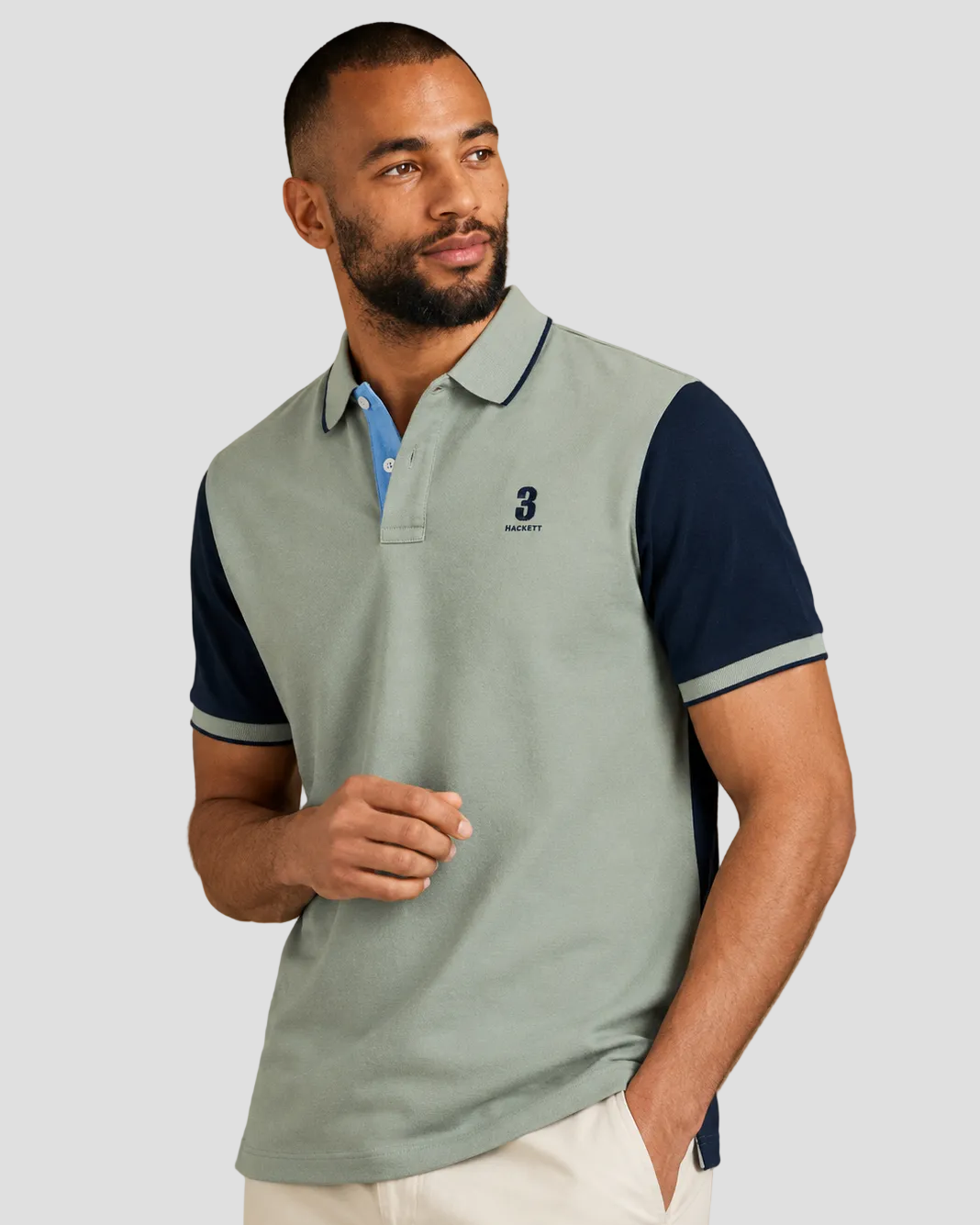 Hackett Heritage Classic Fit Short Sleeve Back Panel Polo - Sage Green