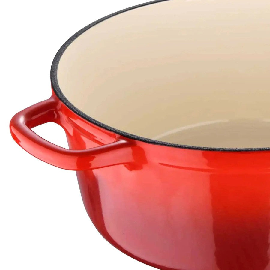 MASTERPRO 2 Qt Enamel Cast Iron Dutch Oven with Self-Basting Lid – Red