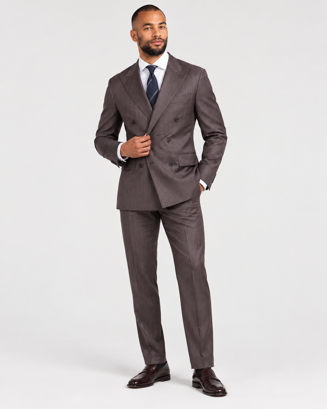 Hawes & Curtis Tailored Fit Brown Stripe 1913 Suit