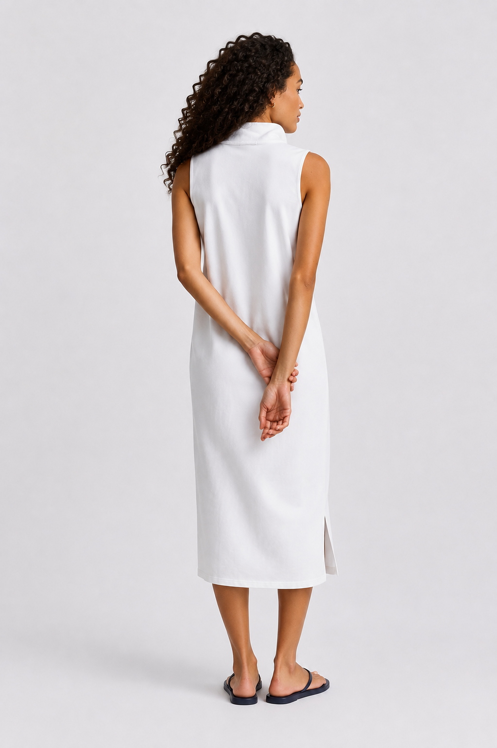 Polo Ralph Lauren Stretch-Cotton Sleeveless Polo Dress - White