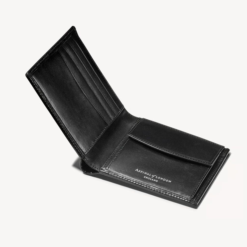 Aspinal of London Billfold Coin Wallet - Smooth Black