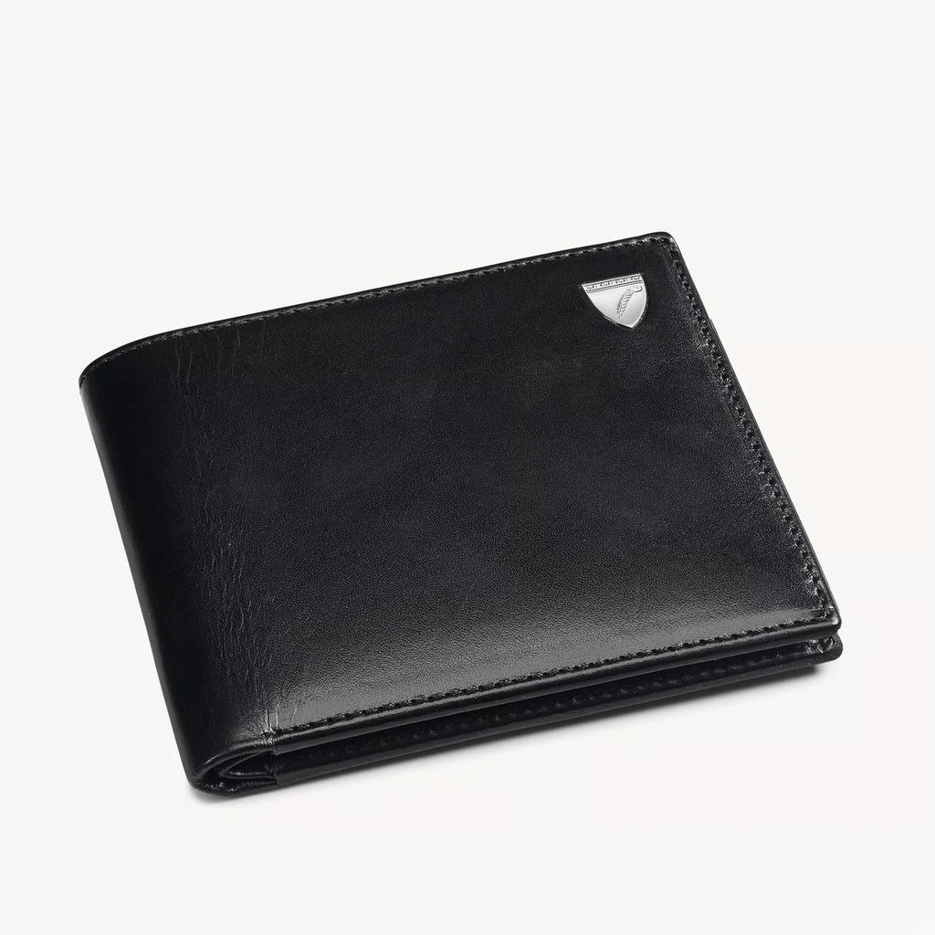 Aspinal of London 8 Card Billfold Wallet - Smooth Black
