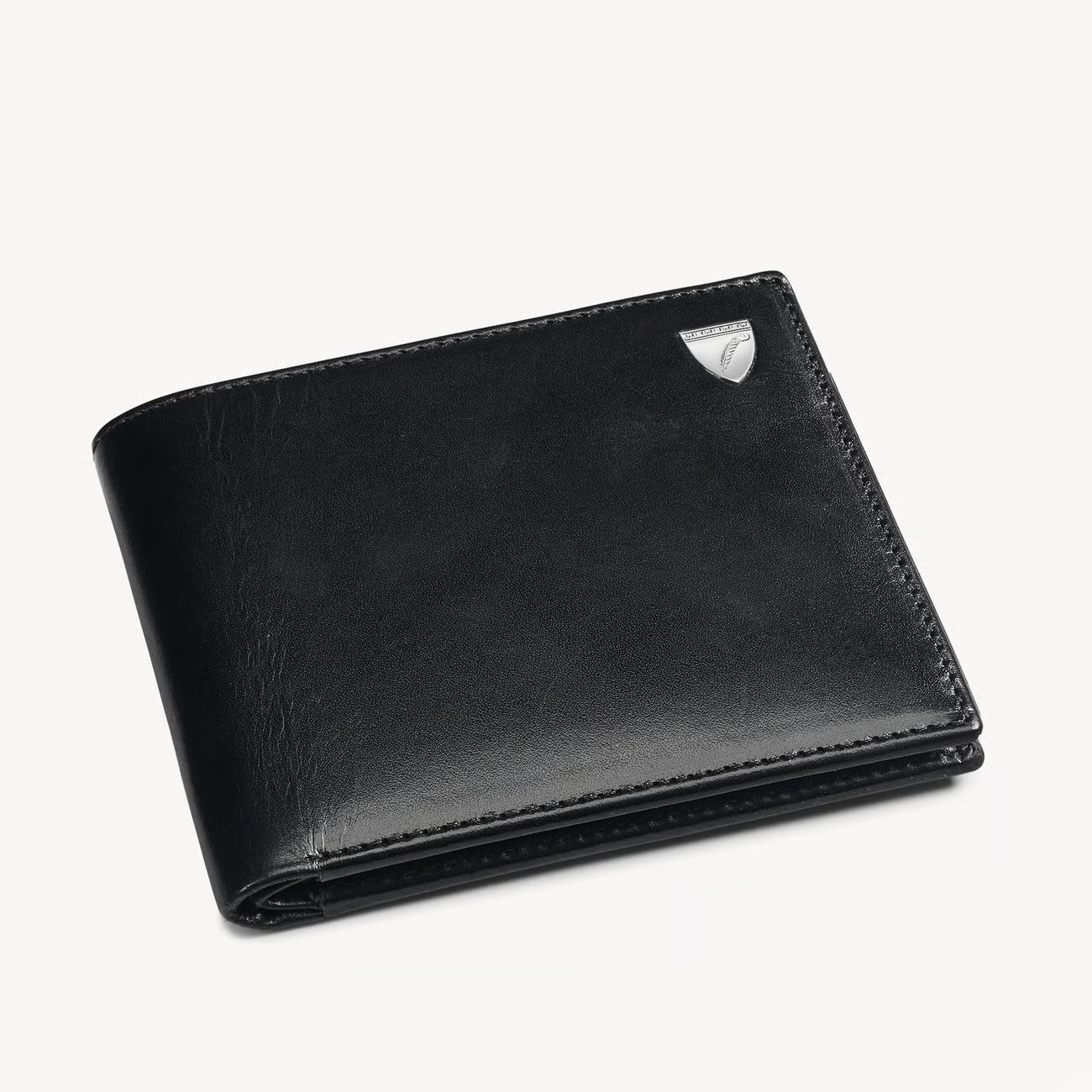 Aspinal of London 8 Card Billfold Wallet - Smooth Black