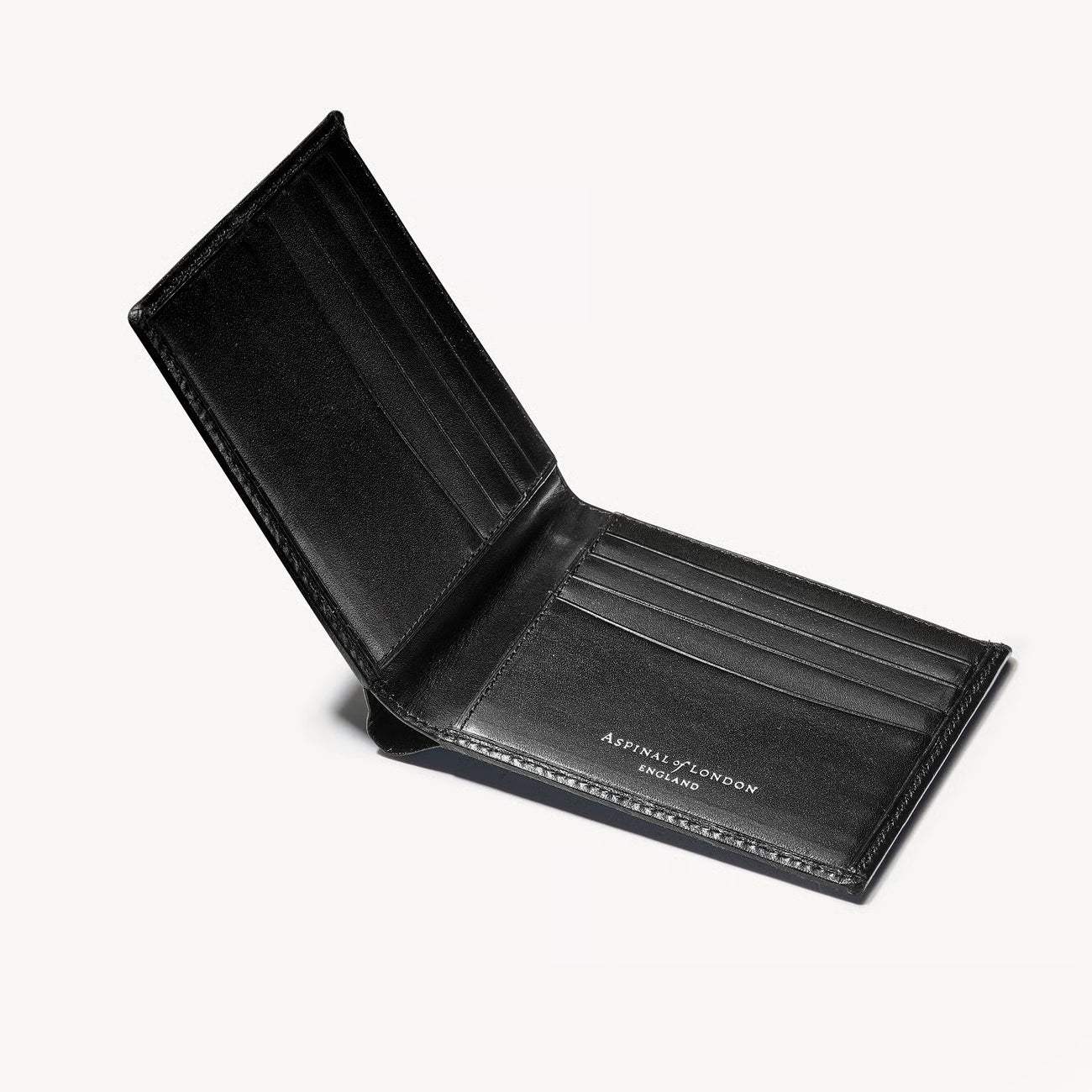 Aspinal of London 8 Card Billfold Wallet - Smooth Black