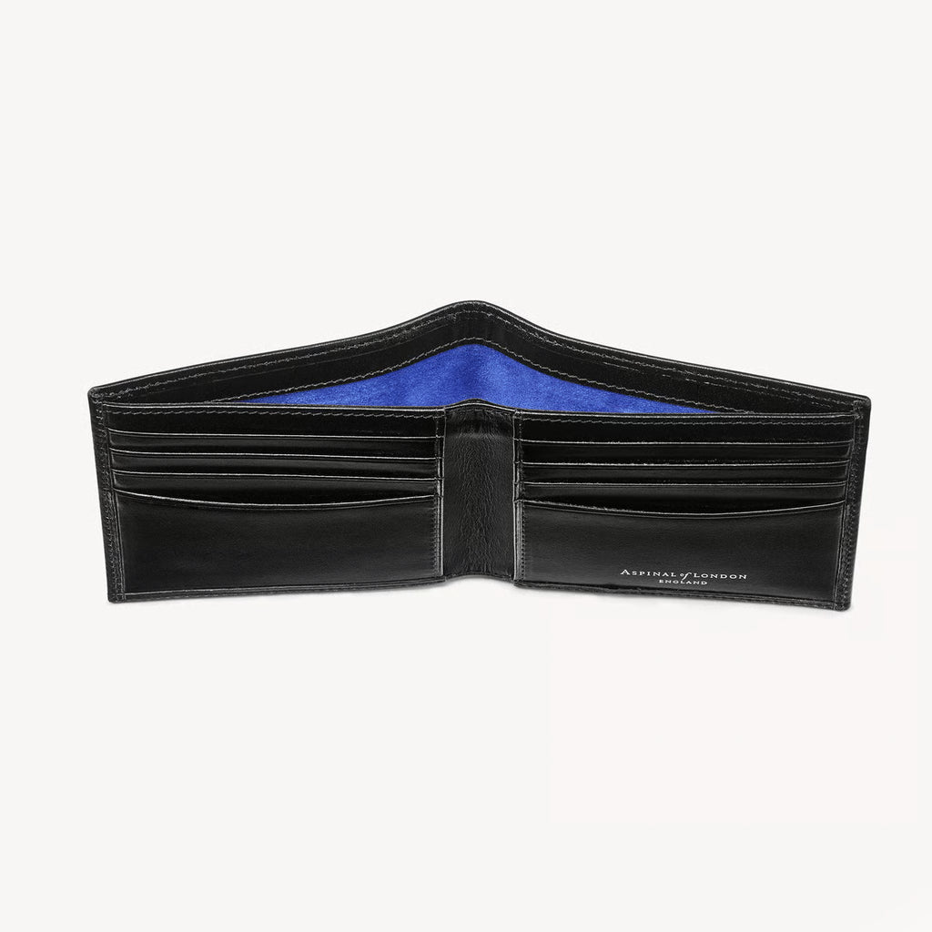 Aspinal of London 8 Card Billfold Wallet - Smooth Black