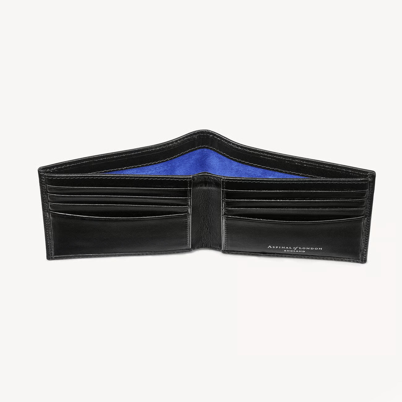 Aspinal of London 8 Card Billfold Wallet - Smooth Black