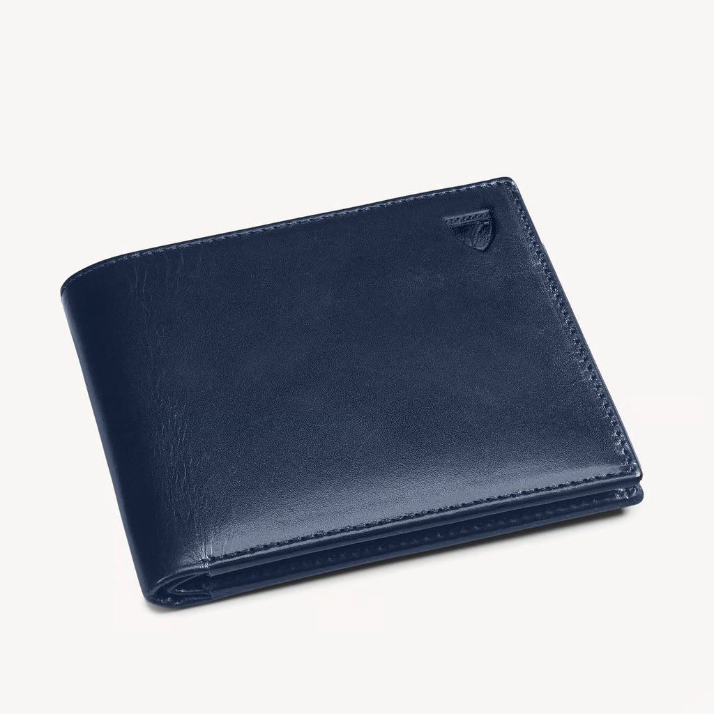 Aspinal of London 8 Card Billfold Wallet - Smooth Navy