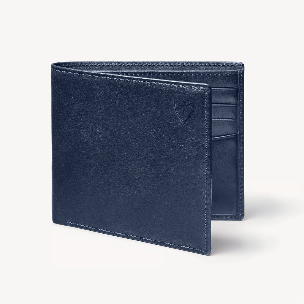 Aspinal of London 8 Card Billfold Wallet - Smooth Navy