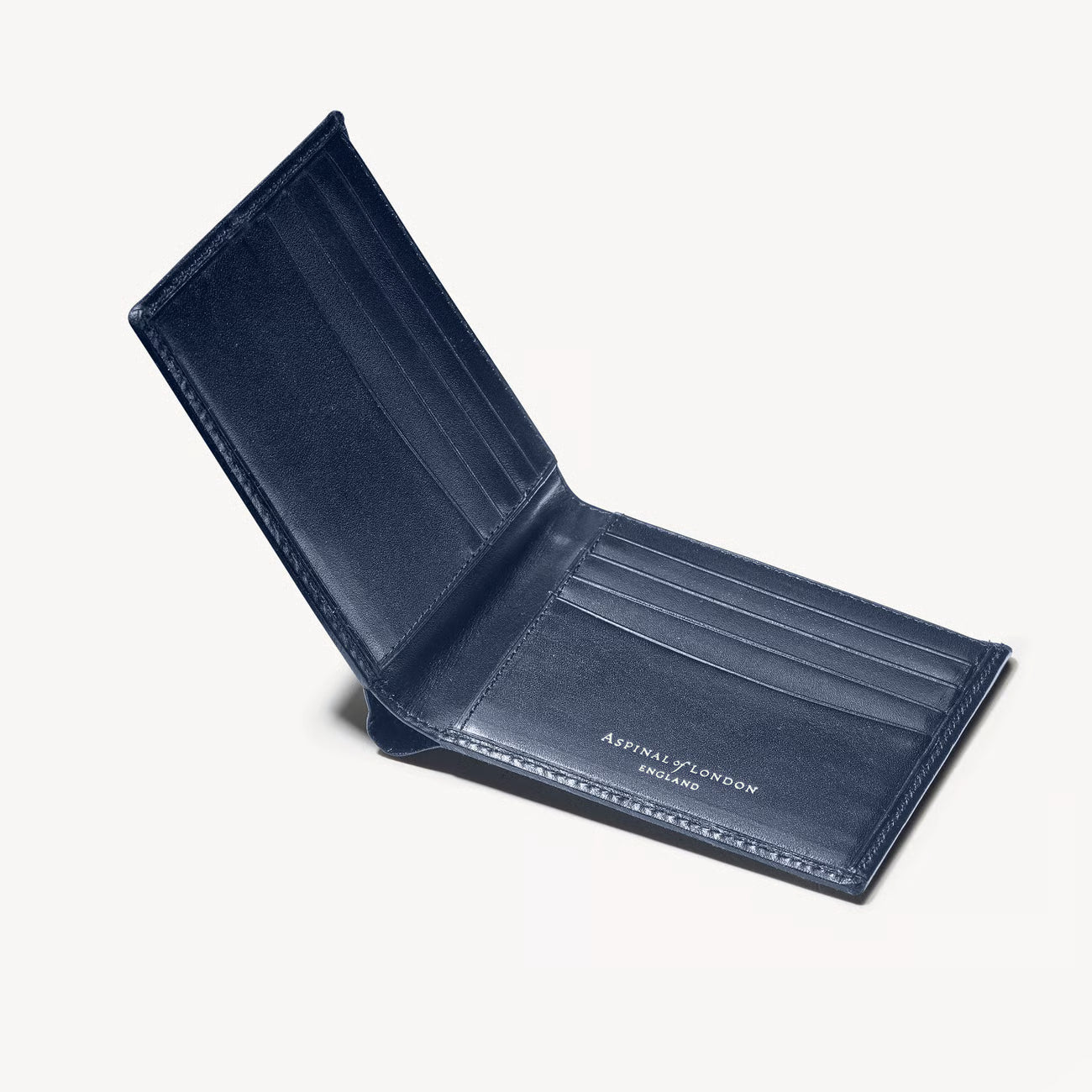 Aspinal of London 8 Card Billfold Wallet - Smooth Navy