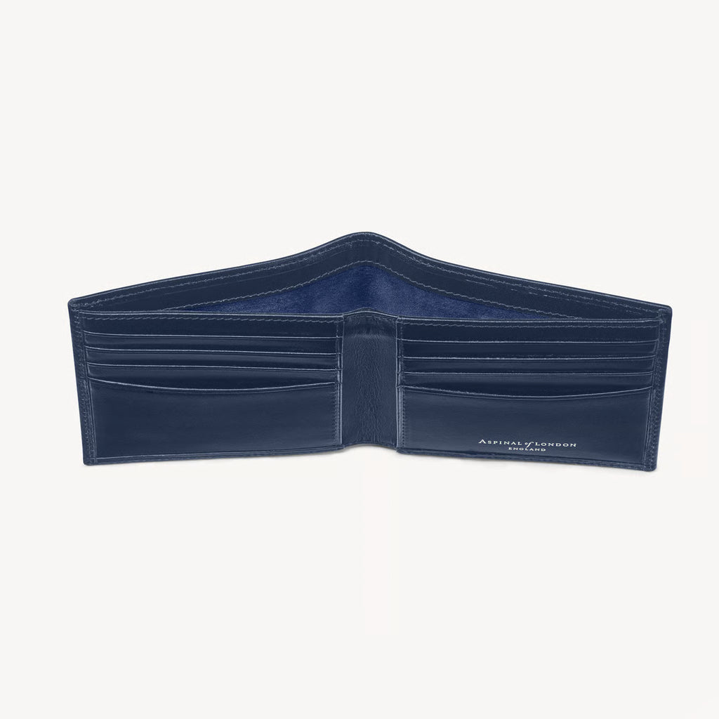Aspinal of London 8 Card Billfold Wallet - Smooth Navy