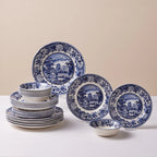 Karaca 24-Piece Stoneware Dinner Set for 6 People – Blue