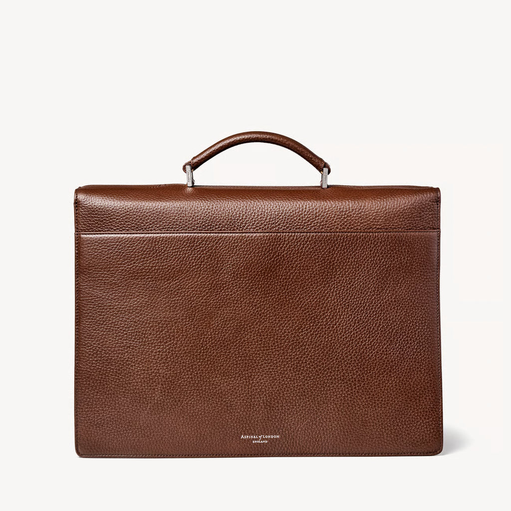 Aspinal of London City Leather Briefcase - Tobacco Pebble