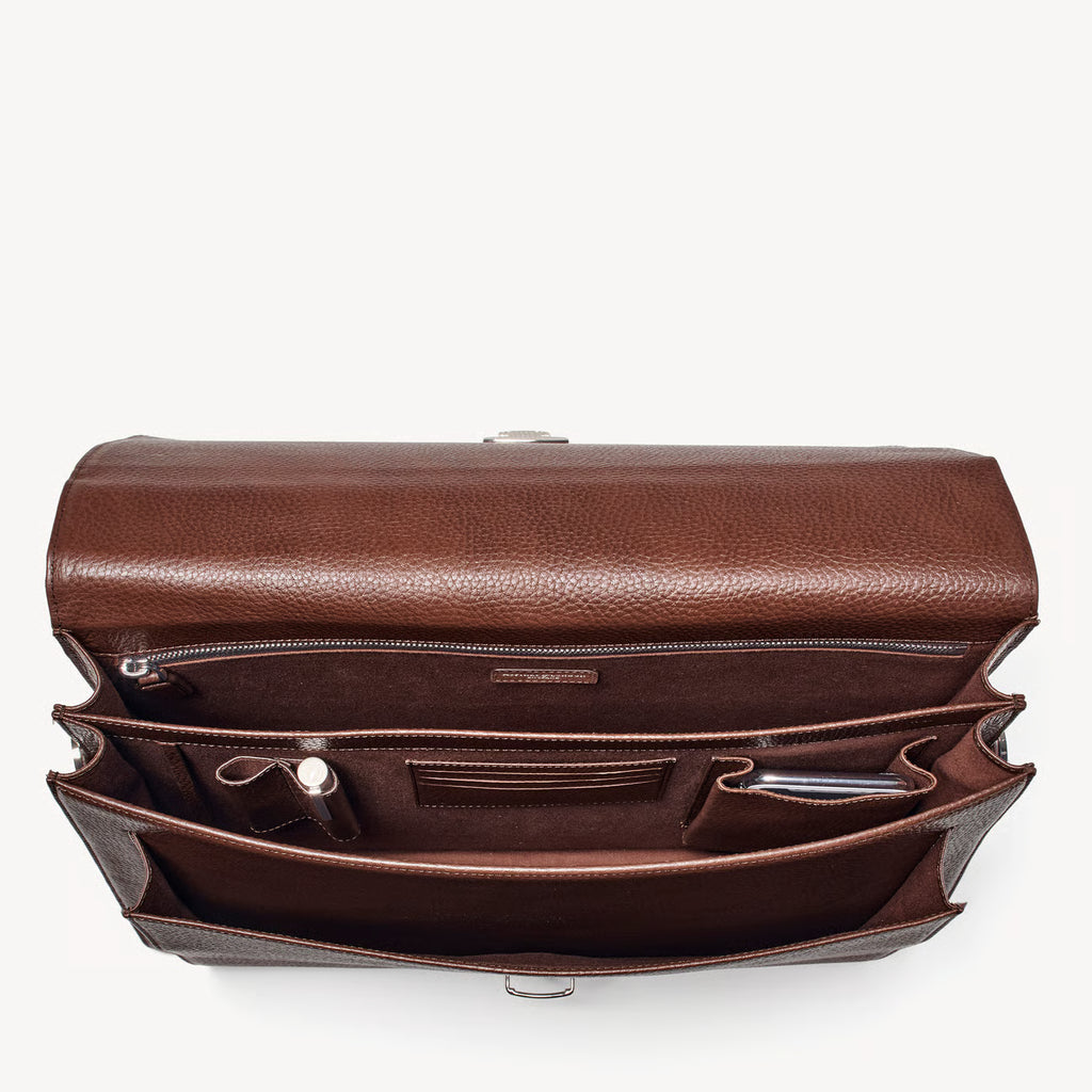 Aspinal of London City Leather Briefcase - Tobacco Pebble
