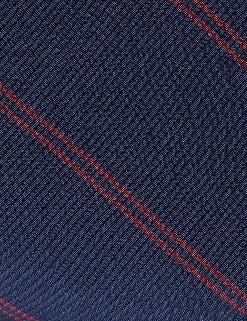 Hawes & Curtis Navy & Red Twin Stripe 1913 Tie