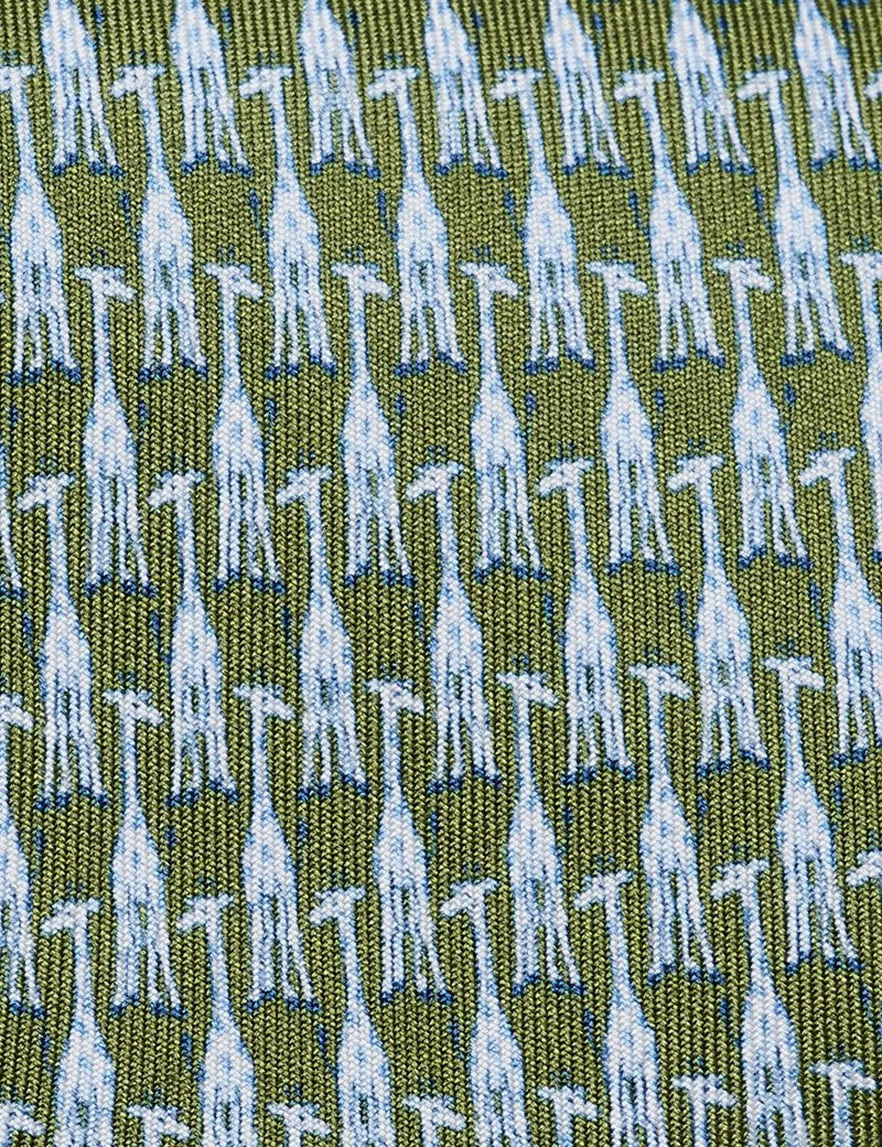 Hawes & Curtis Green Giraffe Print 1913 Tie