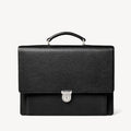 Aspinal of London City Leather Briefcase - Black Pebble