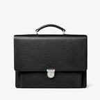 Aspinal of London City Leather Briefcase - Black Pebble