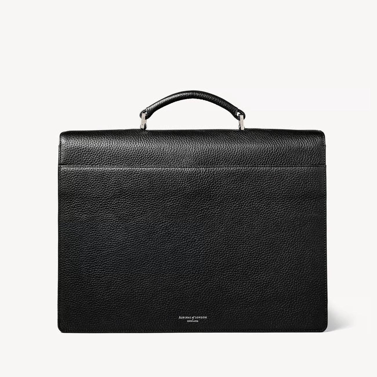 Aspinal of London City Leather Briefcase - Black Pebble