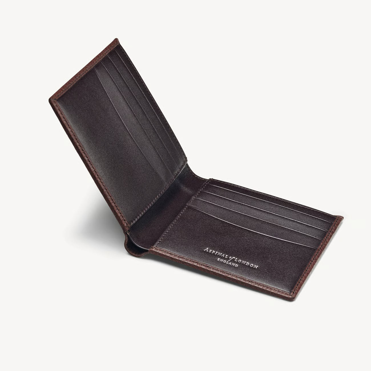 Aspinal of London 8 Card Billfold Wallet - Tobacco Pebble