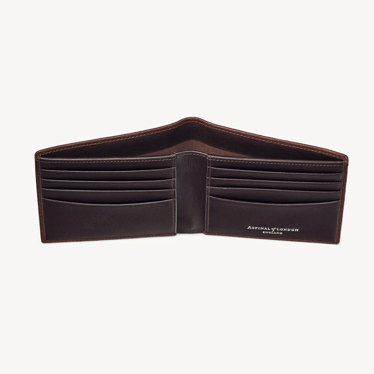 Aspinal of London 8 Card Billfold Wallet - Tobacco Pebble