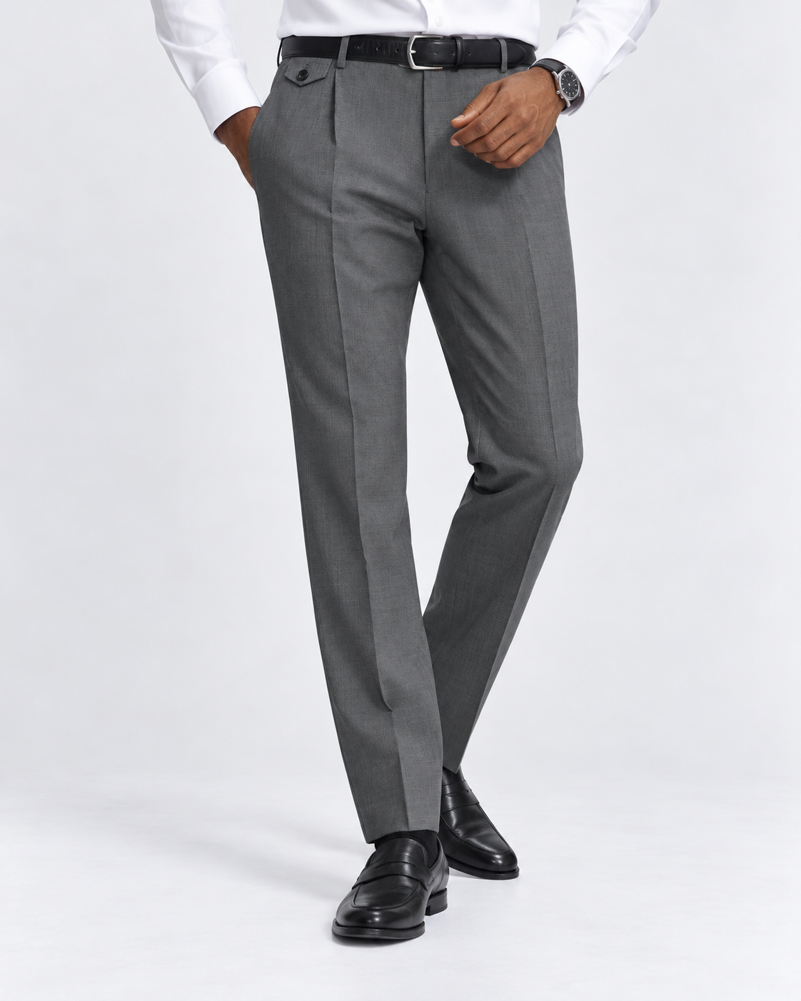 Charles Tyrwhitt Pleat Front Wool Stretch Trousers - Grey