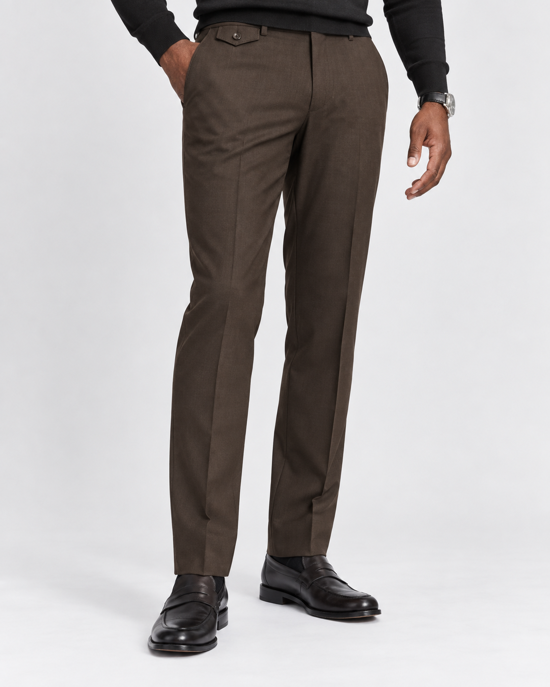 Charles Tyrwhitt Wool Stretch Trousers - Chocolate