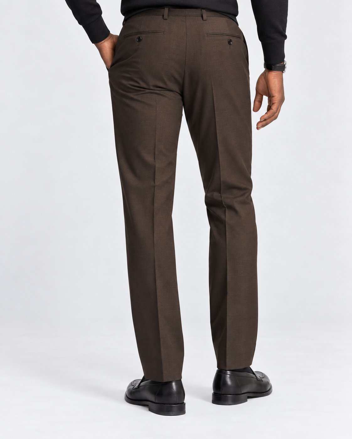 Charles Tyrwhitt Wool Stretch Trousers - Chocolate