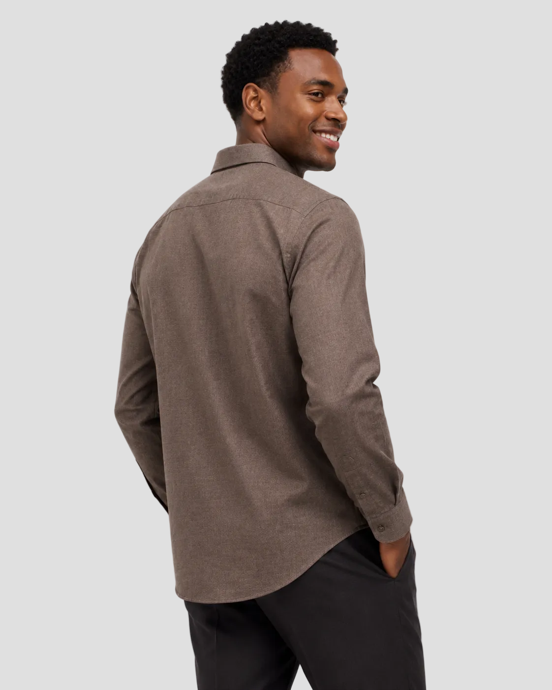 Hawes & Curtis Slim Fit Brushed Shirt - Brown
