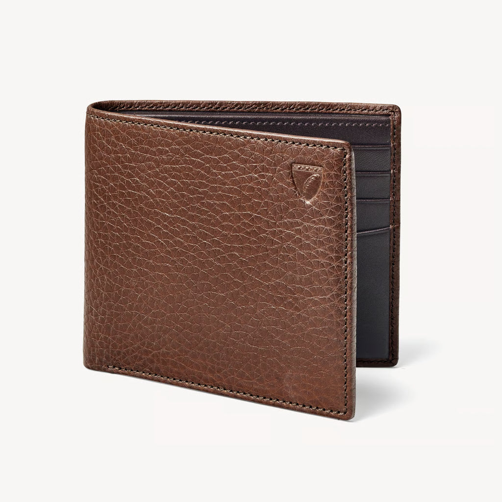 Aspinal of London 8 Card Billfold Wallet - Tobacco Pebble