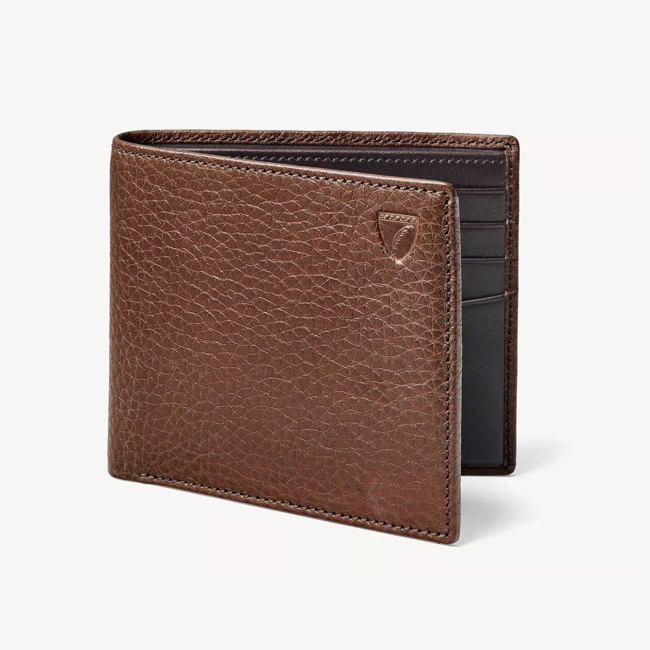 Aspinal of London 8 Card Billfold Wallet - Tobacco Pebble