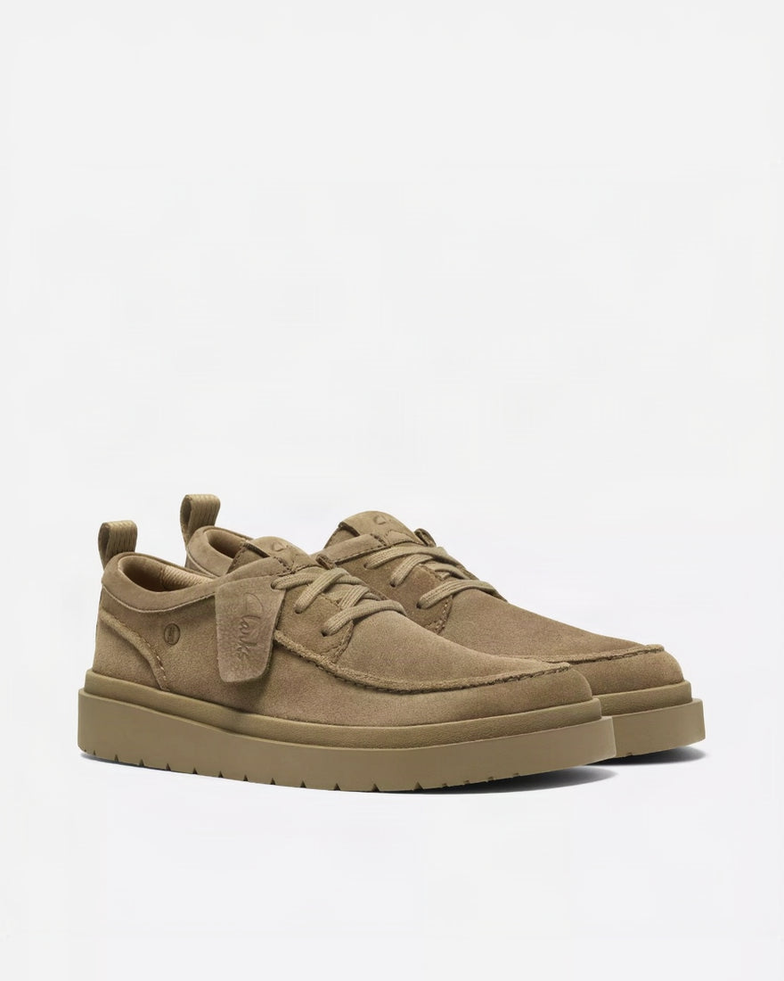 Clarks Polden Moc Lace-up Shoe - Dark Sand Suede