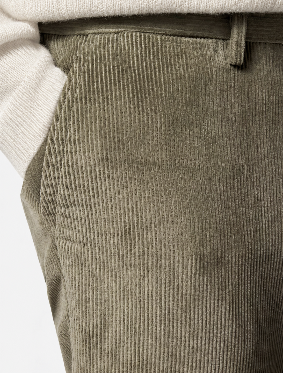 Hawes & Curtis Regular Fit Sage Green Corduroy Trousers