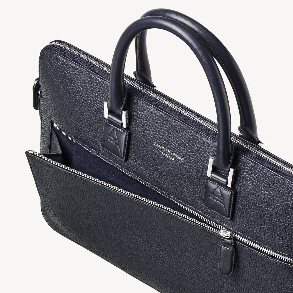 Aspinal of London Connaught Folio - Navy Pebble