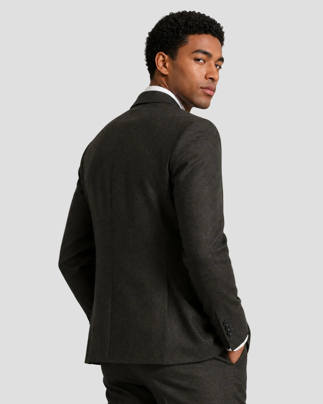 Charles Tyrwhitt Italian Luxury Flannel Jacket - Olive Green