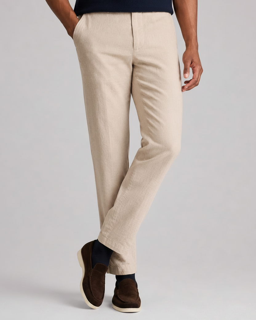 Charles Tyrwhitt Linen Cotton Chinos - Stone