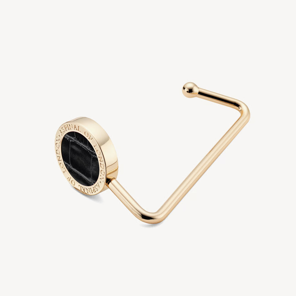 Aspinal of London Handbag Hook - Deep Shine Black Croc