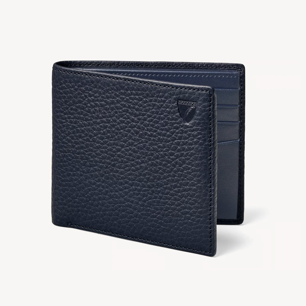 Aspinal of London 8 Card Billfold Wallet - Navy Pebble