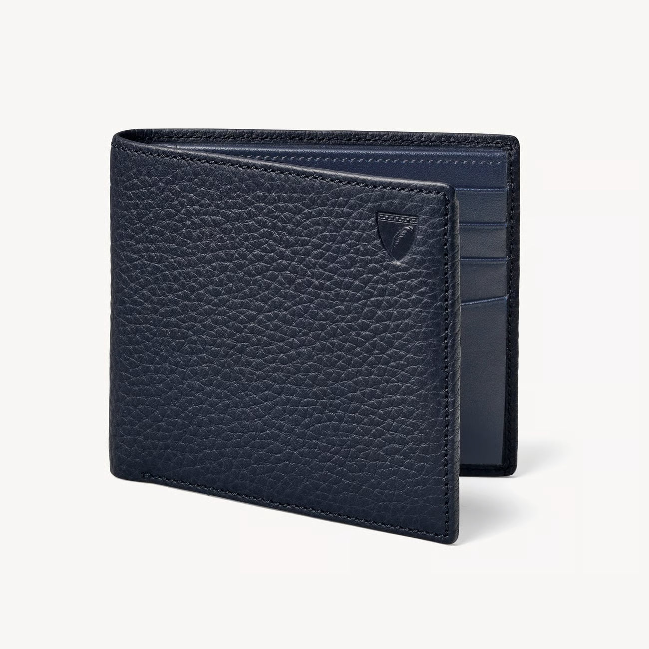 Aspinal of London 8 Card Billfold Wallet - Navy Pebble