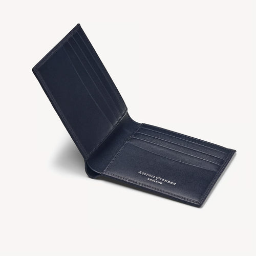 Aspinal of London 8 Card Billfold Wallet - Navy Pebble