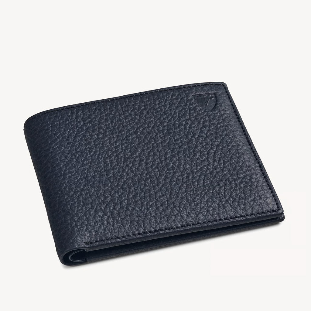 Aspinal of London 8 Card Billfold Wallet - Navy Pebble