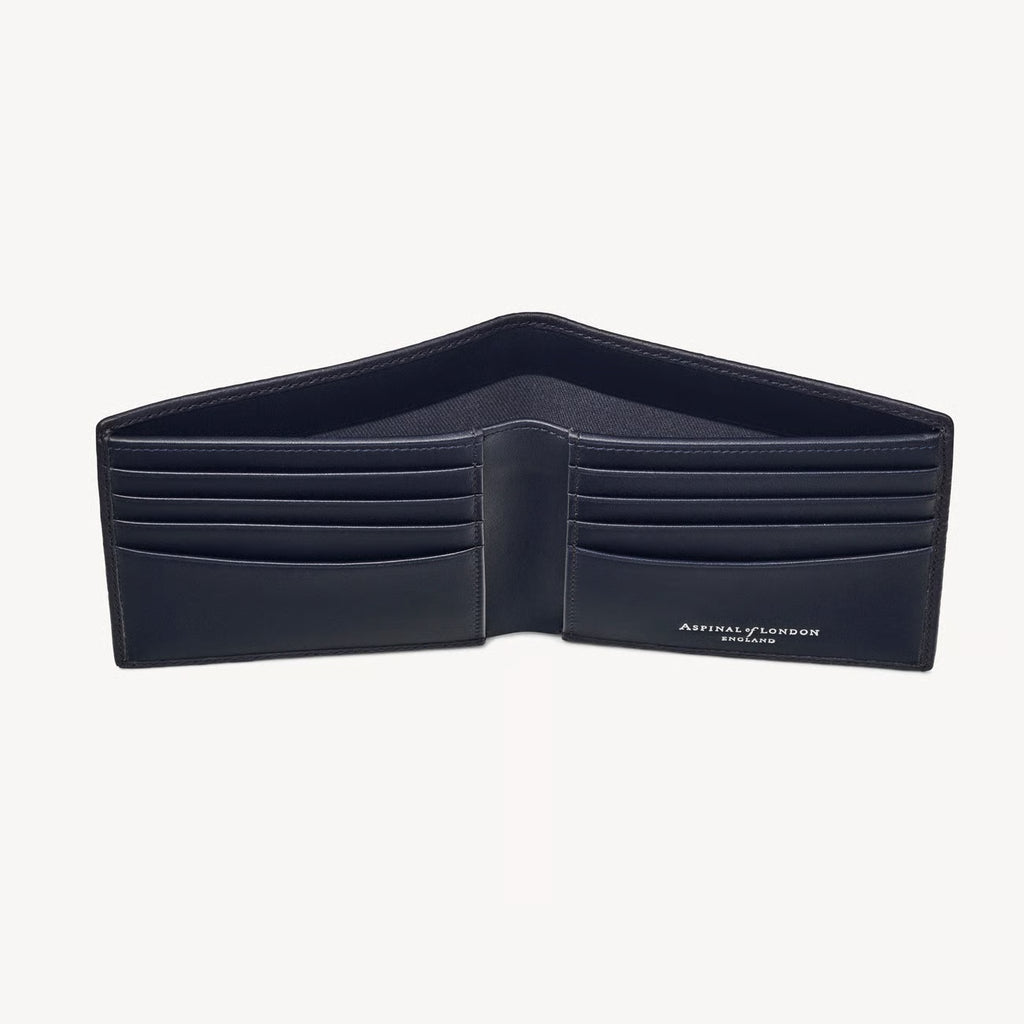 Aspinal of London 8 Card Billfold Wallet - Navy Pebble