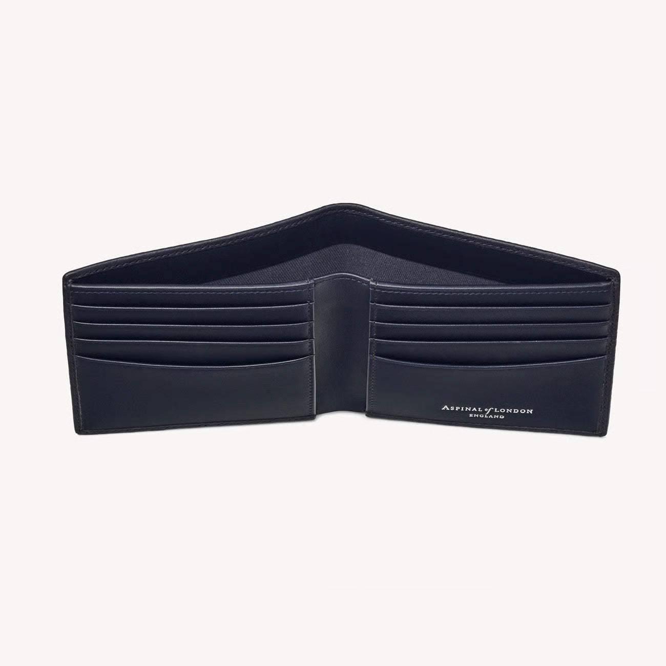 Aspinal of London 8 Card Billfold Wallet - Navy Pebble