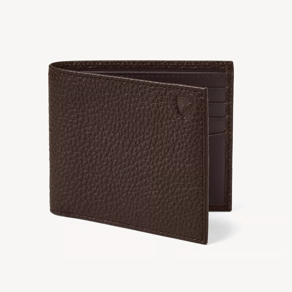 Aspinal of London 8 Card Billfold Wallet - Chocolate Pebble