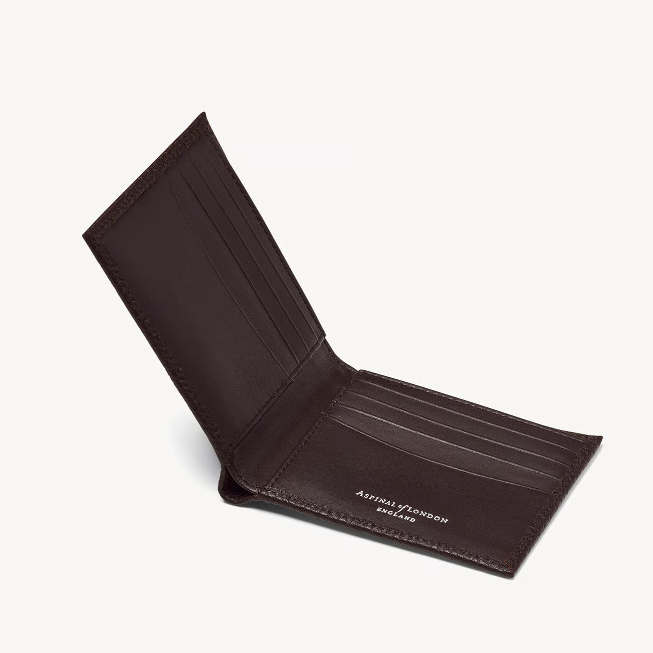 Aspinal of London 8 Card Billfold Wallet - Chocolate Pebble
